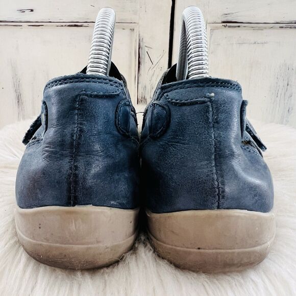 Earth Rapid Teddy Blue Suede Leather Strappy Boho Natural Loafers Shoes Size 10M - Picture 5 of 8